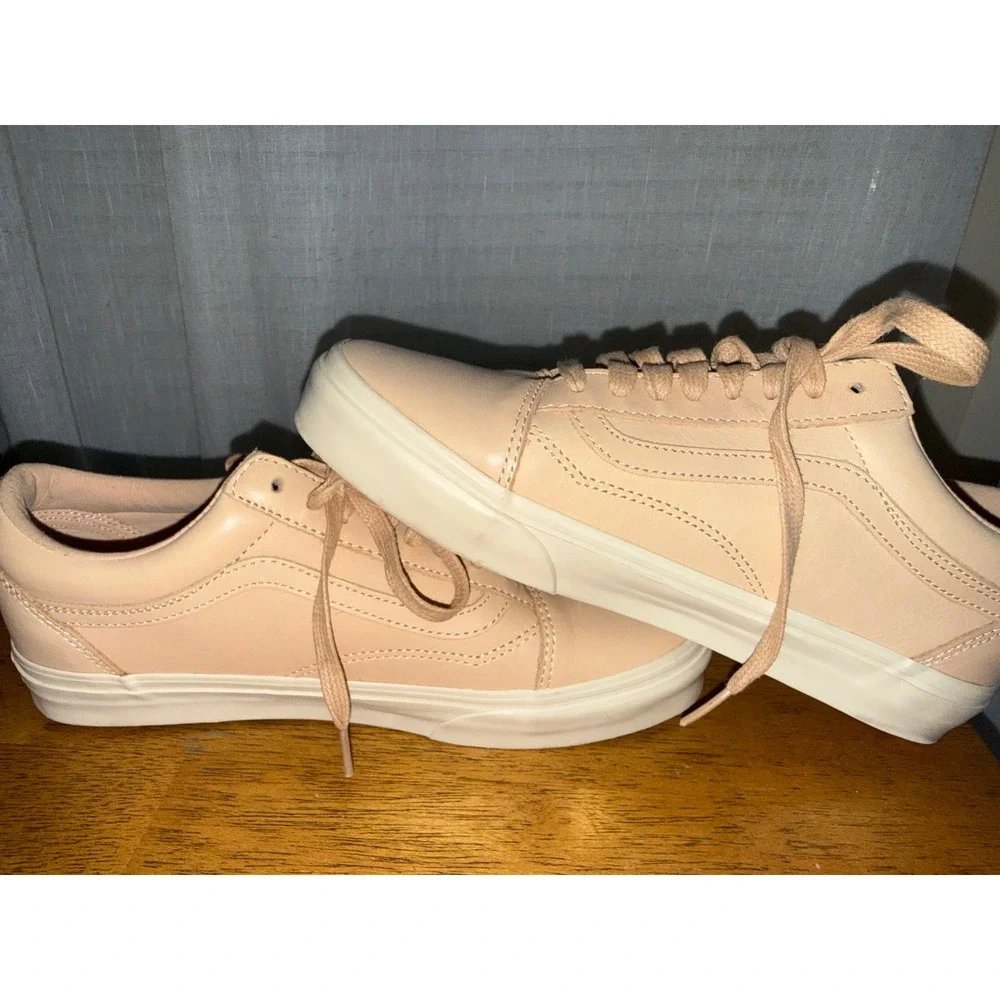 Vans Old Skool Veggie Tan Leather Sneakers Peach Beige Womens 8.5 Mens 7.0